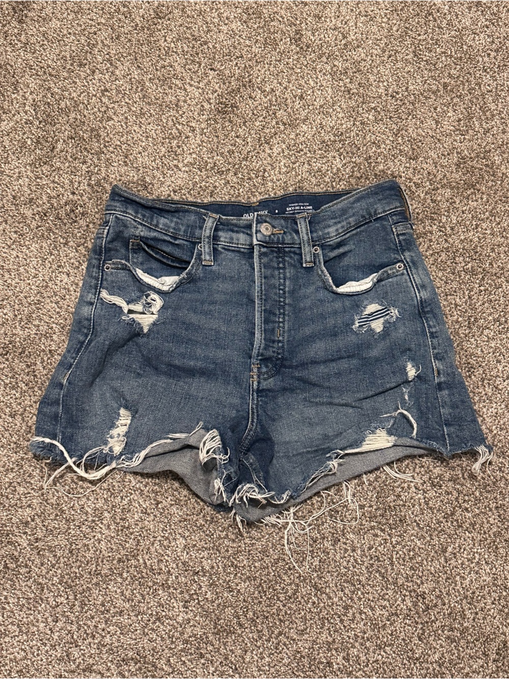 Old Navy Dark Blue High-Rise Distressed Denim Shorts